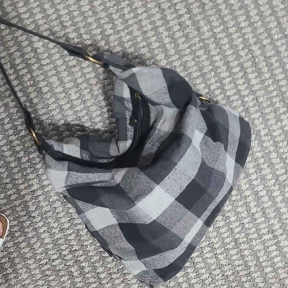 Plaid Black‎ and Gray Women's Hobo Bag